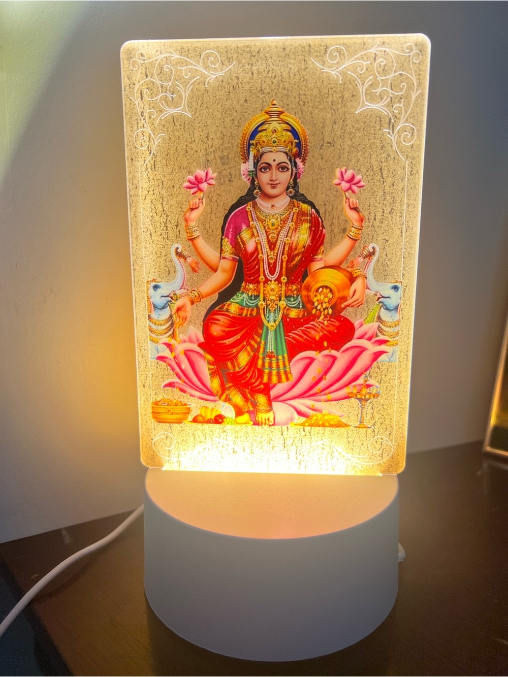 Decorative Lakshmi Illumination Panel - Pink & Gold